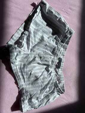 Brandy Melville White and Blue Striped Linen Shorts